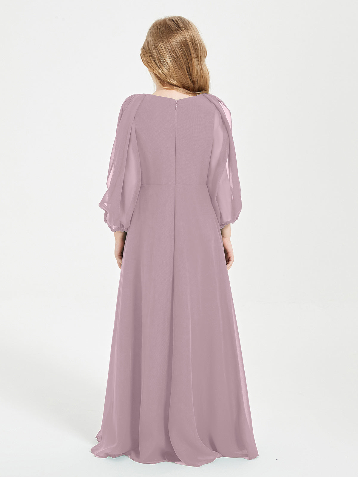 Modest Long Sleeved Junior Bridesmaid Gowns Dusk